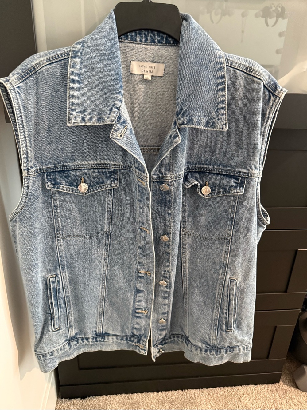 Oversized Denim Trucker Vest